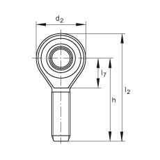 桿端軸承 GAKSR6-PS, 根據(jù) DIN ISO 12 240-4 標(biāo)準(zhǔn)，特種鋼材料，帶右旋外螺紋，免維護(hù)