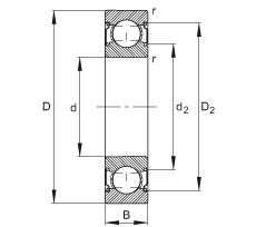 深溝球軸承 6001-C-2Z, 修正的內(nèi)部結(jié)構(gòu)（C 代），根據(jù) DIN 625-1 標(biāo)準(zhǔn)的主要尺寸，兩側(cè)間隙密封