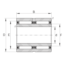 滾針軸承 NAO30X45X26-ZW-ASR1, 無擋邊，雙列