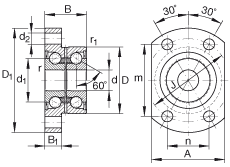 角接觸球軸承單元 ZKLFA1563-2Z, 雙向，螺釘安裝，兩側(cè)間隙密封