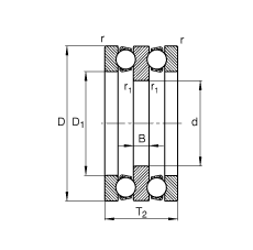 推力深溝球軸承 52308, 根據(jù) DIN 711/ISO 104 標(biāo)準(zhǔn)的主要尺寸，雙向，可分離