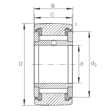 支撐型滾輪 NATV10-PP, 滿(mǎn)裝滾針，軸向引導(dǎo)，兩側(cè)用推力滑動(dòng)墊圈