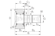 螺栓型滾輪 KR32, 軸向引導(dǎo)，兩側(cè)間隙密封