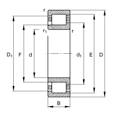 圓柱滾子軸承 NJ2326-E-M1, 根據(jù) DIN 5412-1 標(biāo)準(zhǔn)的主要尺寸, 半定位軸承, 可分離, 帶保持架