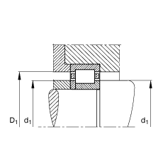 圓柱滾子軸承 NUP228-E-M1, 根據(jù) DIN 5412-1 標(biāo)準(zhǔn)的主要尺寸, 定位軸承, 可分離, 帶保持架