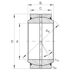 關(guān)節(jié)軸承 GE120-DO-2RS, 根據(jù) DIN ISO 12 240-1 標(biāo)準(zhǔn), 需維護(hù)，兩側(cè)唇密封