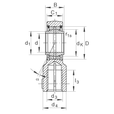 液壓桿端軸承 GIHNRK25-LO, 根據(jù) DIN ISO 12 240-4 標(biāo)準(zhǔn)，帶右旋螺紋夾緊裝置，需維護(hù)