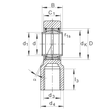 液壓桿端軸承 GIHNRK70-LO, 根據(jù) DIN ISO 12 240-4 標(biāo)準(zhǔn)，帶右旋螺紋夾緊裝置，需維護(hù)