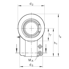 液壓桿端軸承 GIHNRK70-LO, 根據(jù) DIN ISO 12 240-4 標(biāo)準(zhǔn)，帶右旋螺紋夾緊裝置，需維護(hù)