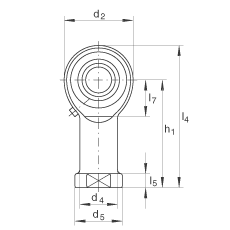 桿端軸承 GIKR6-PB, 根據(jù) DIN ISO 12 240-4 標(biāo)準(zhǔn)，帶右旋內(nèi)螺紋，需維護(hù)