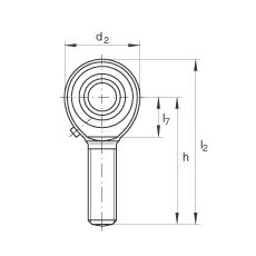 桿端軸承 GAKL12-PB, 根據 DIN ISO 12 240-4 標準，帶左旋外螺紋，需維護