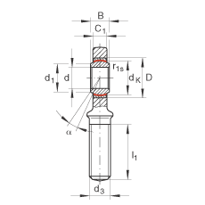 桿端軸承 GAR10-UK, 根據(jù) DIN ISO 12 240-4 標(biāo)準(zhǔn)，帶右旋外螺紋，需維護(hù)