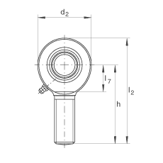 桿端軸承 GAR45-DO-2RS, 根據(jù) DIN ISO 12 240-4 標(biāo)準(zhǔn)，帶右旋外螺紋，需維護(hù)，兩側(cè)唇密封