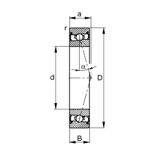 主軸軸承 HSS71904-C-T-P4S, 調(diào)節(jié)，成對安裝，接觸角 α = 15°，兩側(cè)唇密封，非接觸，加嚴公差