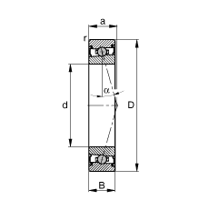 主軸軸承 HCS7000-C-T-P4S, 調(diào)節(jié)，成對安裝，接觸角 α = 15°，兩側(cè)唇密封，非接觸，限制公差