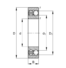 自調(diào)心球軸承 2206-TVH, 根據(jù) DIN 630 標(biāo)準(zhǔn)的主要尺寸