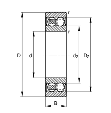 自調(diào)心球軸承 2311-2RS-TVH, 根據(jù) DIN 630 標(biāo)準(zhǔn)的主要尺寸, 兩側(cè)唇密封