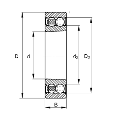 自調(diào)心球軸承 2206-K-2RS-TVH-C3, 根據(jù) DIN 630 標(biāo)準(zhǔn)的主要尺寸, 錐孔，錐度 1:12，兩側(cè)唇密封