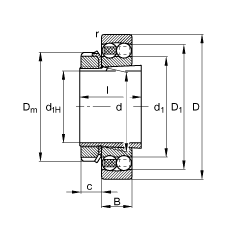 自調(diào)心球軸承 2309-K-TVH-C3 + H2309, 根據(jù) DIN 630 和 DIN 5415 標(biāo)準(zhǔn)的主要尺寸, 帶錐孔和緊定套