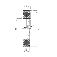 主軸軸承 HCB7000-C-T-P4S, 調(diào)節(jié)，成對(duì)或單元安裝，接觸角 α = 15°，陶瓷球，限制公差