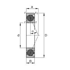 主軸軸承 HCB7000-E-T-P4S, 調(diào)節(jié)，成對(duì)或單元安裝，接觸角 α = 25°，陶瓷球，限制公差