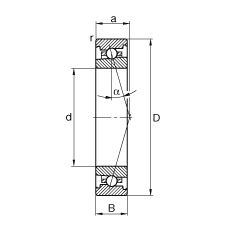 主軸軸承 HS71904-C-T-P4S, 調(diào)節(jié)，成對安裝，接觸角 α = 15°，限制公差