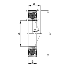 主軸軸承 HCB7000-E-2RSD-T-P4S, 調(diào)節(jié)，成對(duì)或單元安裝，接觸角 α = 25°，陶瓷球，兩側(cè)唇密封，非接觸，限制公差