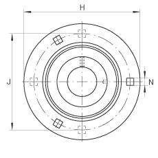 軸承座單元 RA12, 帶三個/四個螺栓孔的法蘭的軸承座單元，沖壓鋼板，偏心鎖圈，P型密封